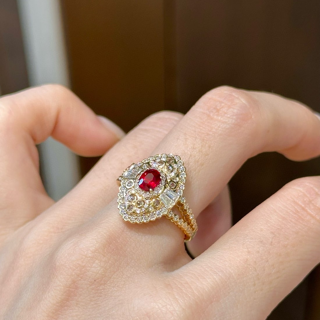 14k Gold 1.41 Ctw Natural Ruby & Diamond Ring - 4