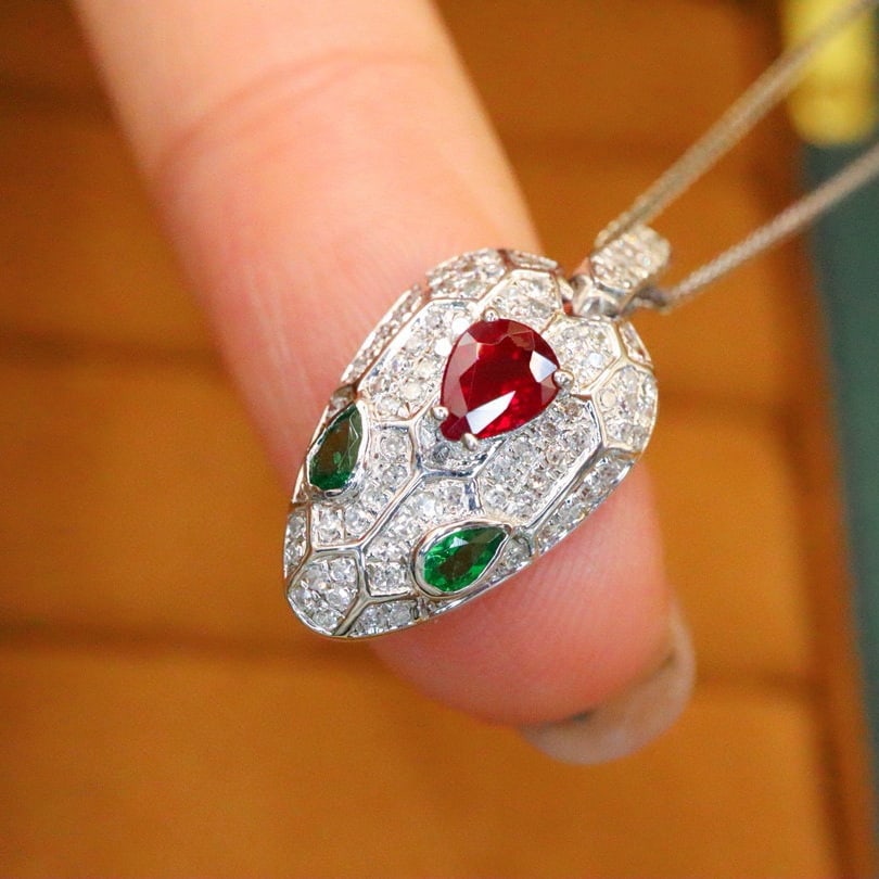 14k Gold 0.62 Ctw Vivid Red Natural Ruby & Diamond Pendant( Without Chain ) - 3