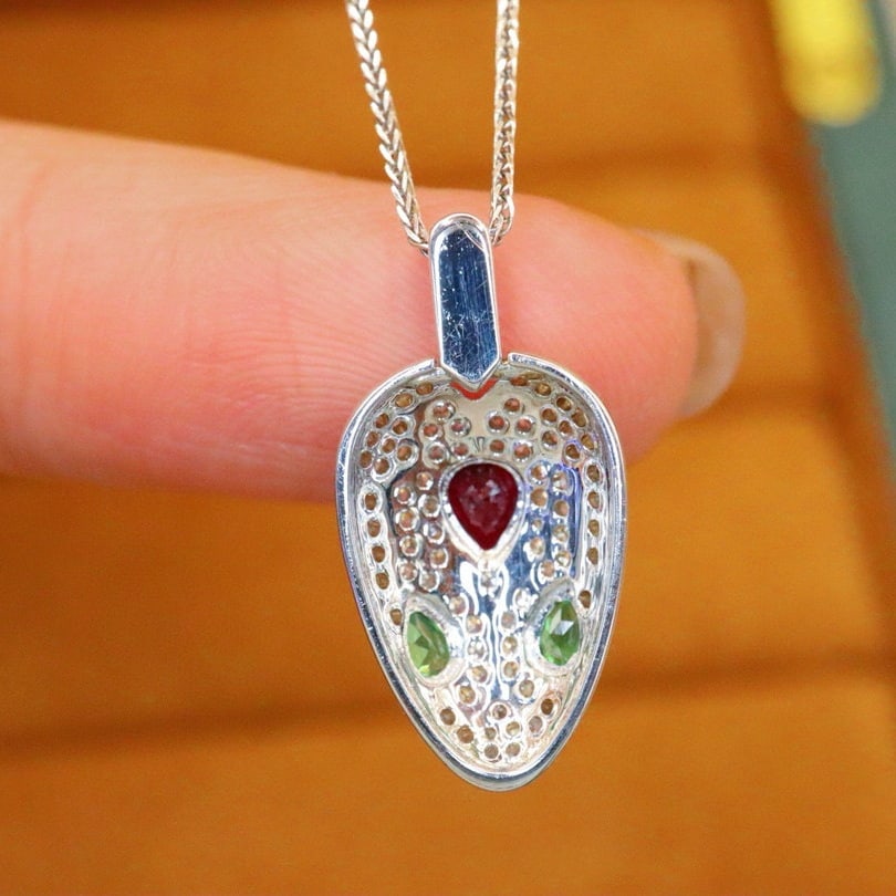 14k Gold 0.62 Ctw Vivid Red Natural Ruby & Diamond Pendant( Without Chain ) - 5