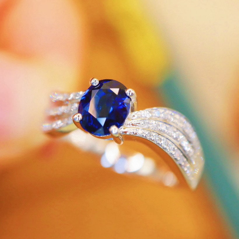 14k Gold 1.11 Ctw Natural Sapphire & Diamond Ring - 2