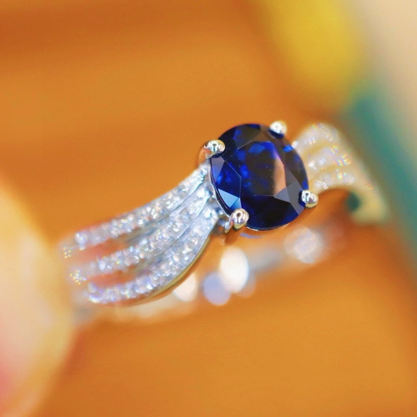 14k Gold 1.11 Ctw Natural Sapphire & Diamond Ring - 3