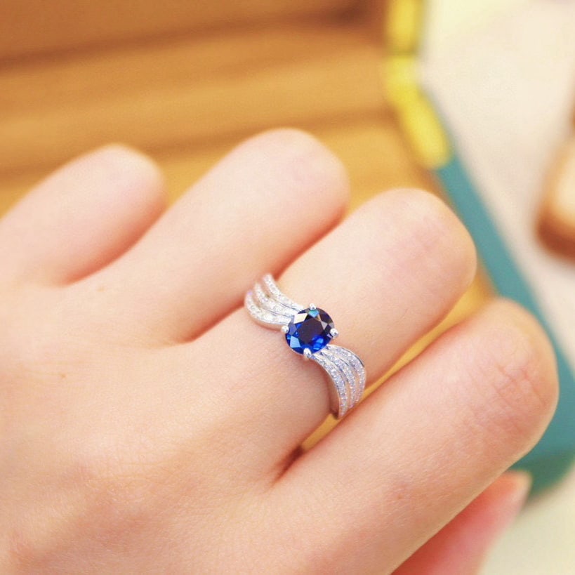 14k Gold 1.11 Ctw Natural Sapphire & Diamond Ring - 5