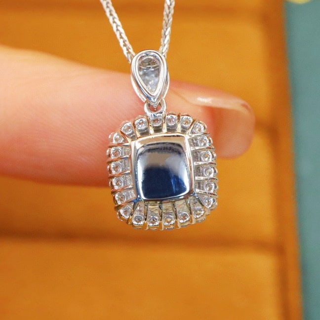 14k Gold 1.45 Ctw Natural Sapphire & Diamond Pendant( Without Chain ) - 4