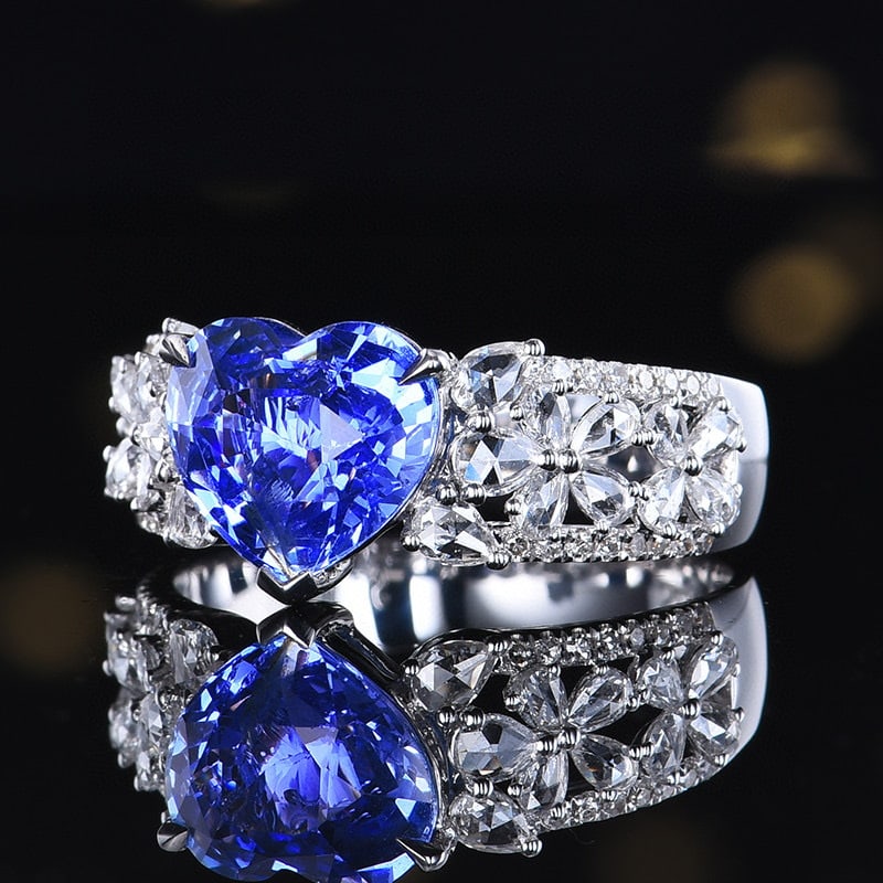 14k Gold 3.45 Ctw Natural Sapphire & Diamond Ring - 2