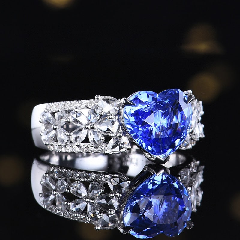 14k Gold 3.45 Ctw Natural Sapphire & Diamond Ring - 3