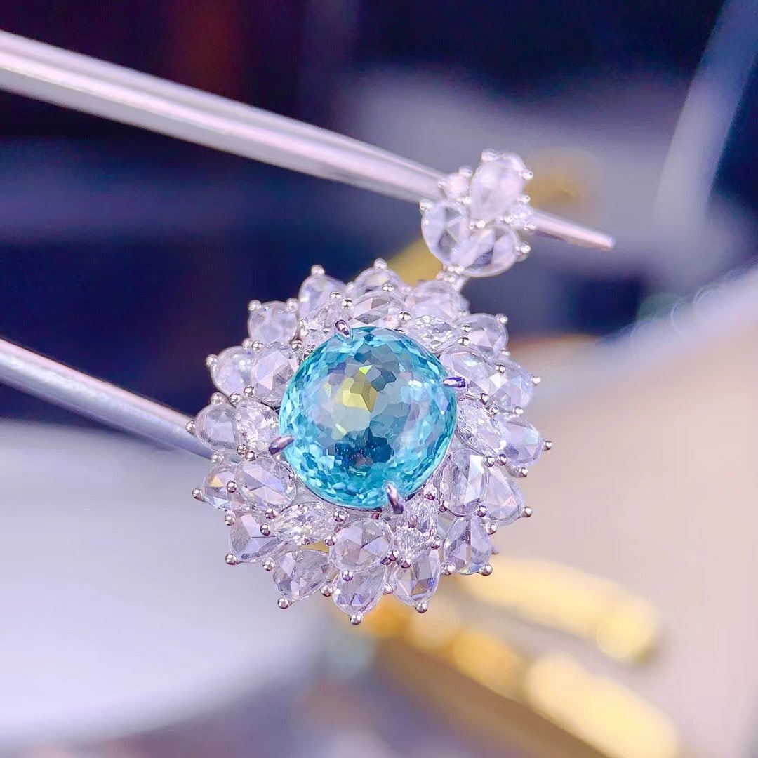 14k Gold 2.72 Ct Natural Paraiba Tourmaline & Diamond Ring/pendant( Without Chain ) - 4