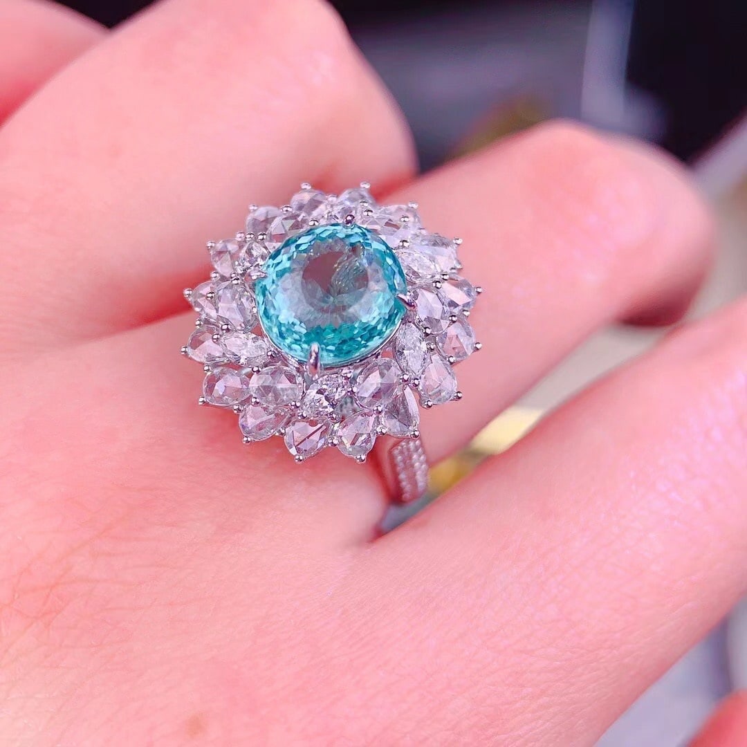 14k Gold 2.72 Ct Natural Paraiba Tourmaline & Diamond Ring/pendant( Without Chain ) - 7