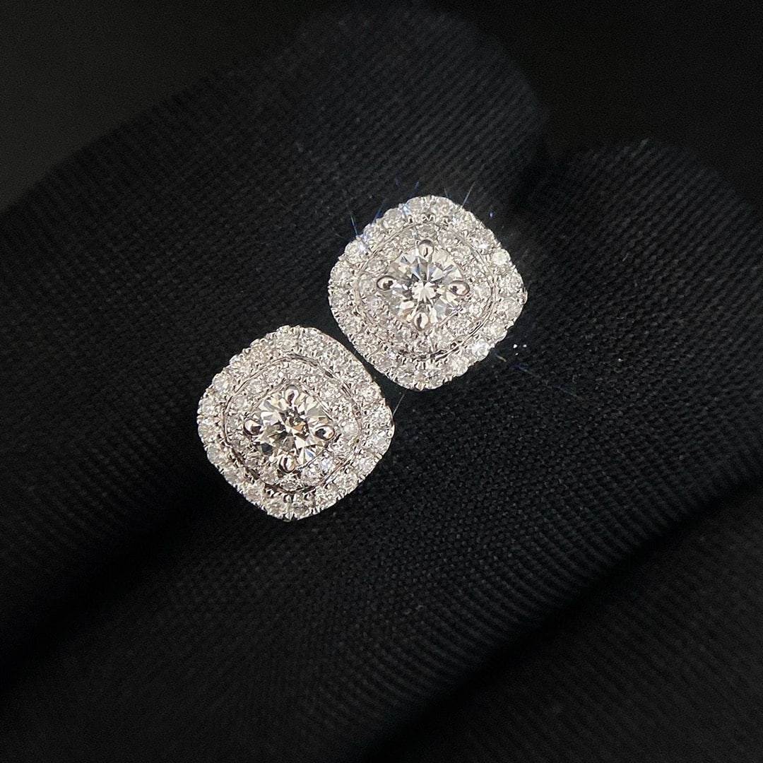 14k Gold 0.71 Ctw Natural H Diamond Earrings: Ref:230937013 // gold content:14k gold // main gemstone:diamond // shape:round // carat weight:0. 42ct // clarity grade:vs-si // color:h // treatment:natural // cut grade:g // // adjacent gemstone
