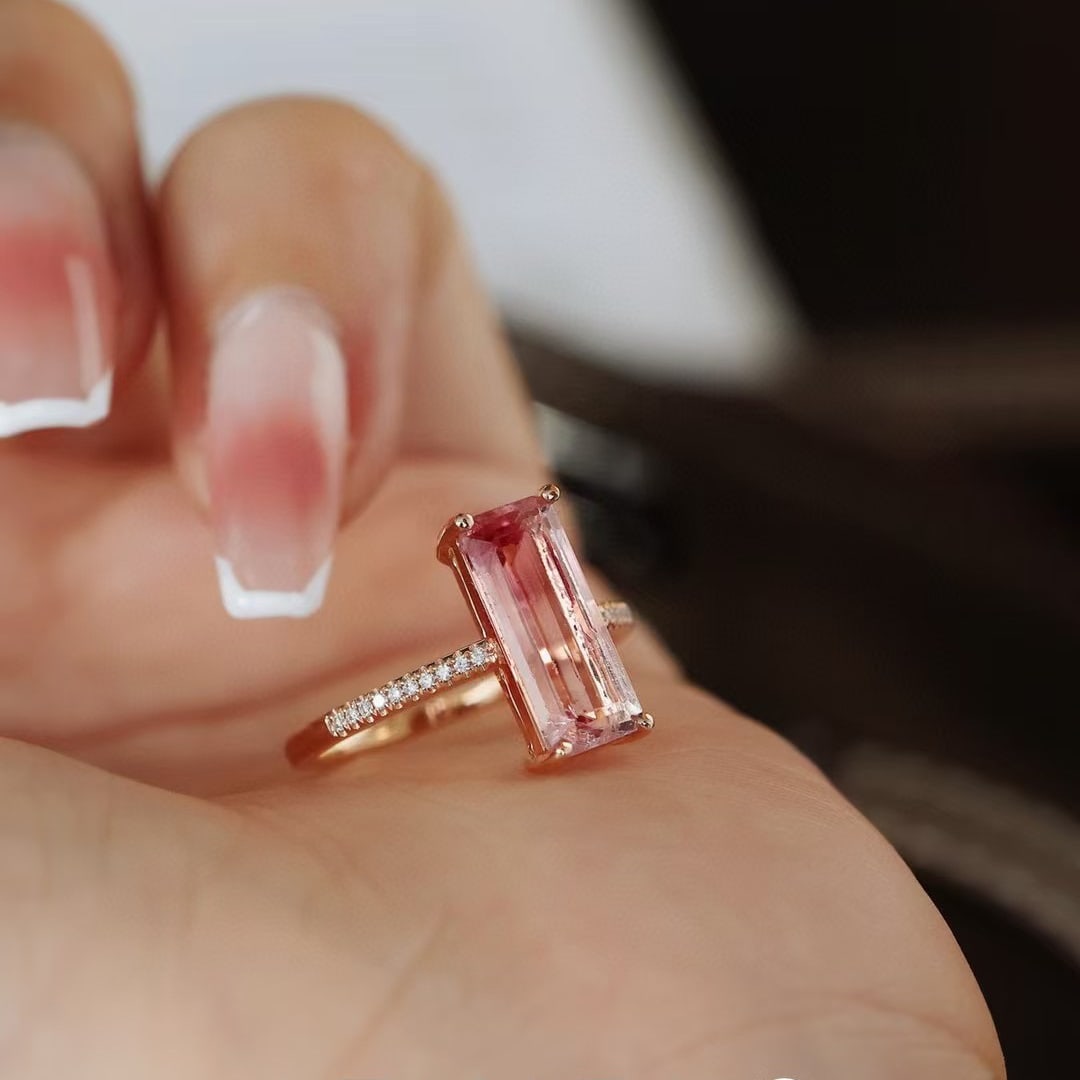 14k Gold 2.82 Ctw Natural Tourmaline & Diamond Ring - 5