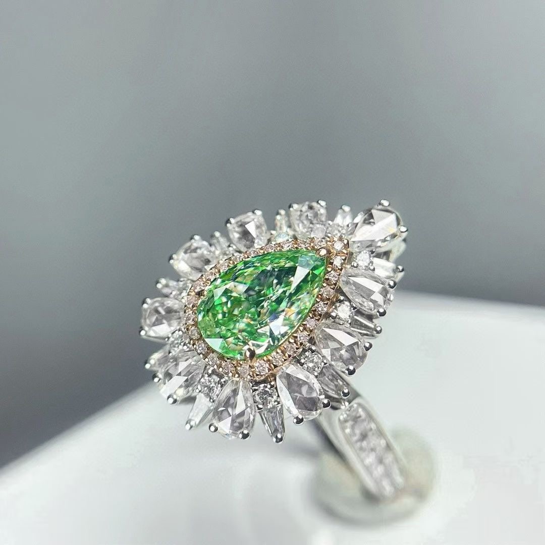 14k Gold 2.06 Ctw Natural Green Diamond & Diamond Ring/pendant( Without Chain ) - 3