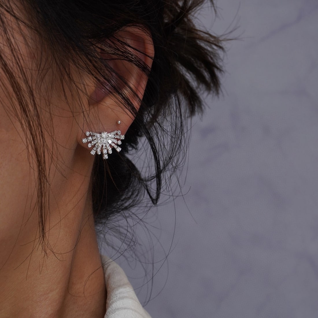 14k Gold 1.0 Ct Natural H Diamond Earrings - 5