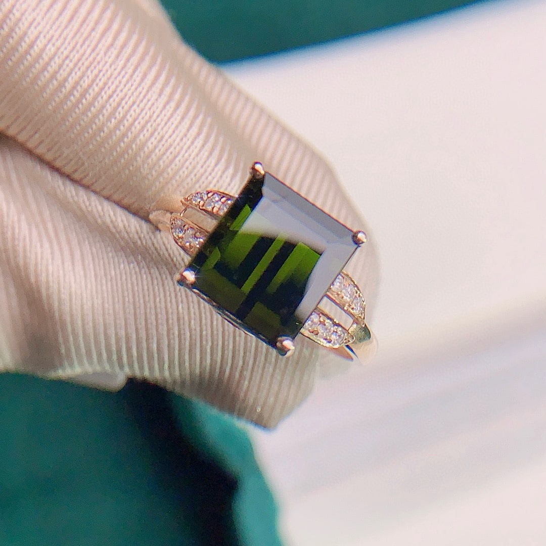 14k Gold 3.79 Ctw Natural Tourmaline & Diamond Ring - 3