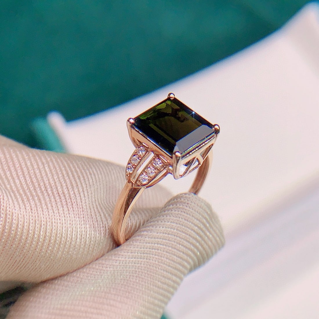 14k Gold 3.79 Ctw Natural Tourmaline & Diamond Ring - 4