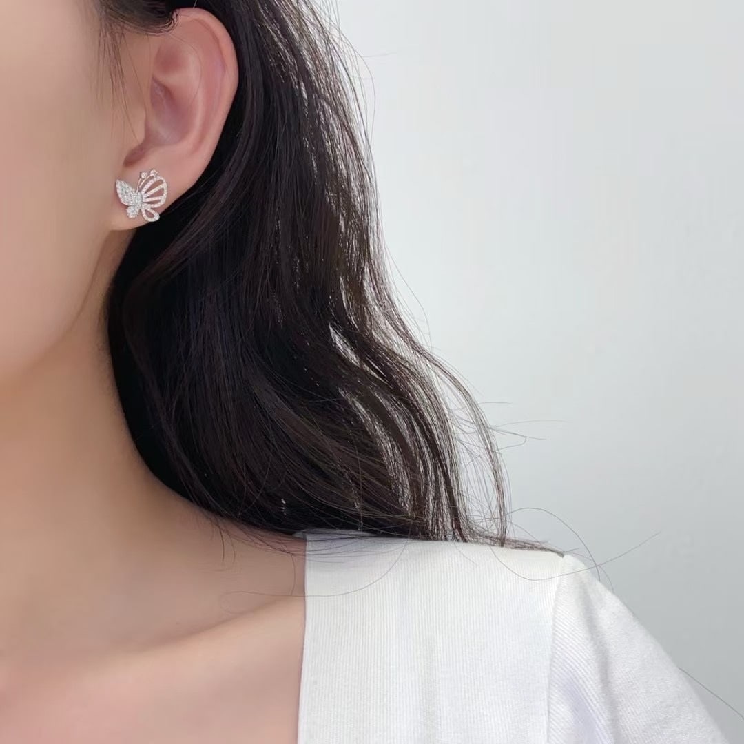 14k Gold 0.6 Ct Natural H Diamond & Butterfly Earrings - 3