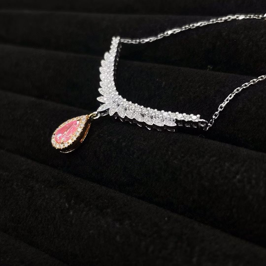 14k Gold 0.56 Ctw Natural Pink Diamond & Diamond Necklace - 2