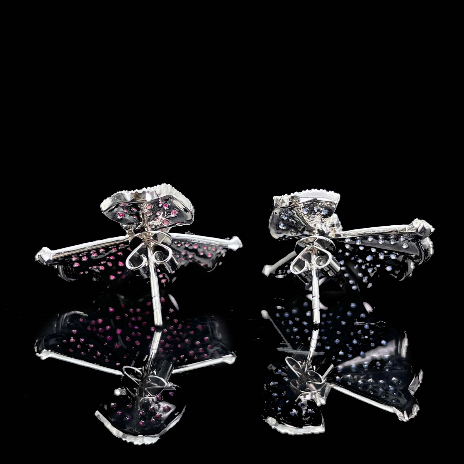 14k Gold 2 Ctw Natural Sapphire & Ruby Earrings - 5