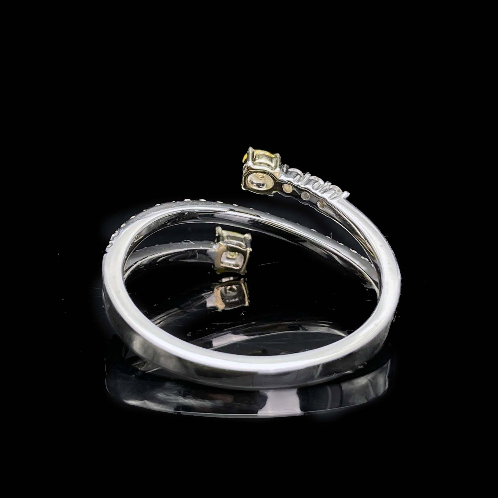 14k Gold 0.27 Ctw Natural Yellow Diamond & Diamond Ring - 2