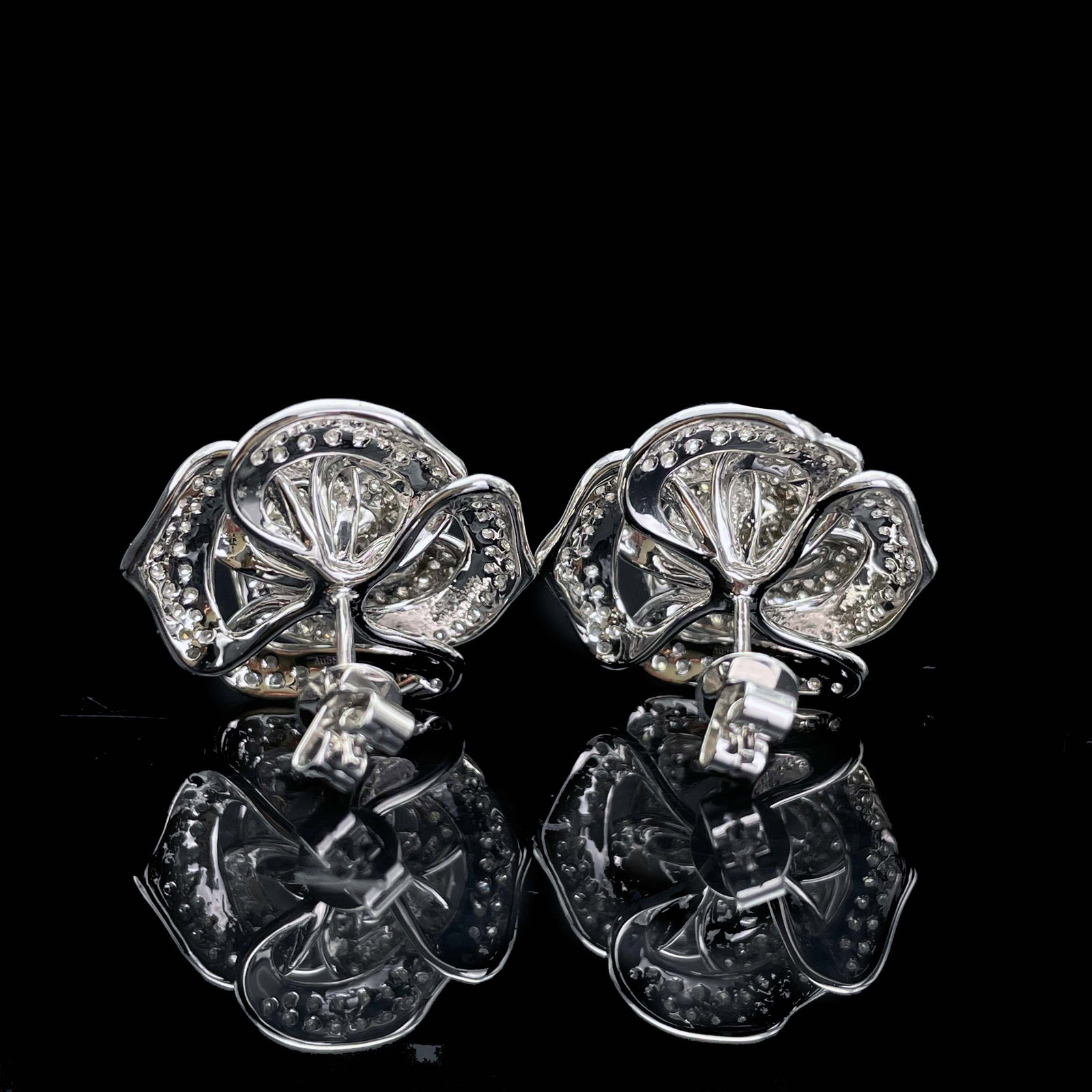 14k Gold 2 Ct Natural H Diamond & Flowers Earrings - 4