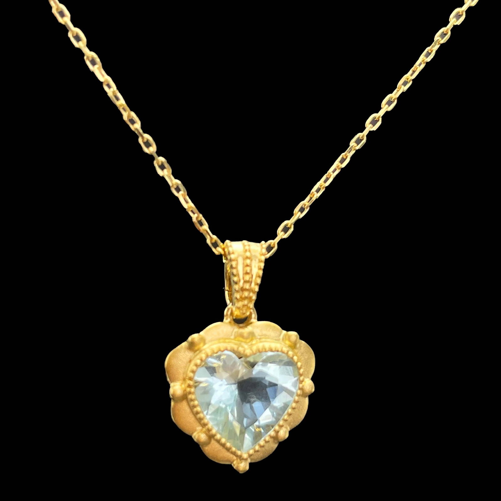 14k Gold 1 Ct Natural Aquamarine Pendant( Without Chain ) - 2