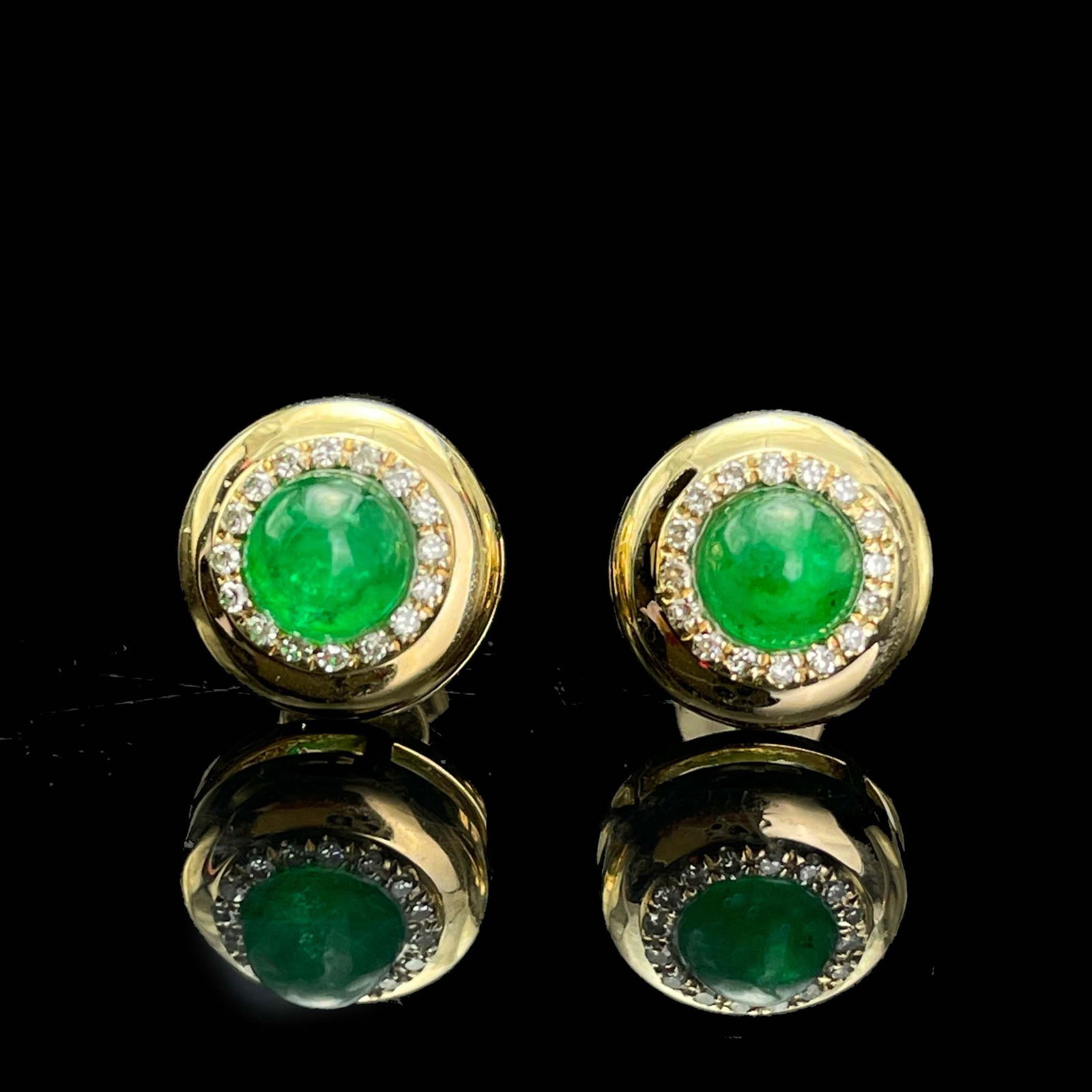 14k Gold 0.97 Ctw Natural Emerald & Diamond Earrings (1 of 6)