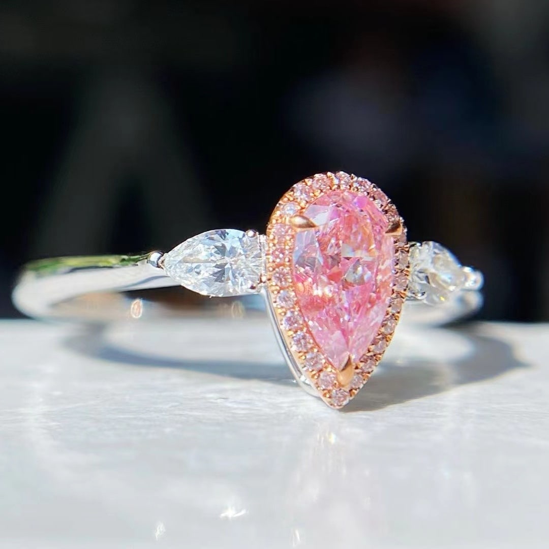 Gia Certified 14k Gold 0.60 Ctw Natural Pink Diamond & Diamond Ring - 2