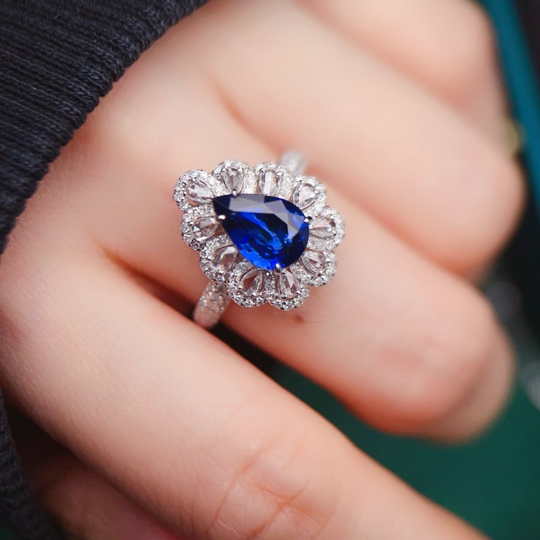 14k Gold 3.09 Ctw Natural Sapphire & Diamond Ring/pendant( Without Chain ) - 7