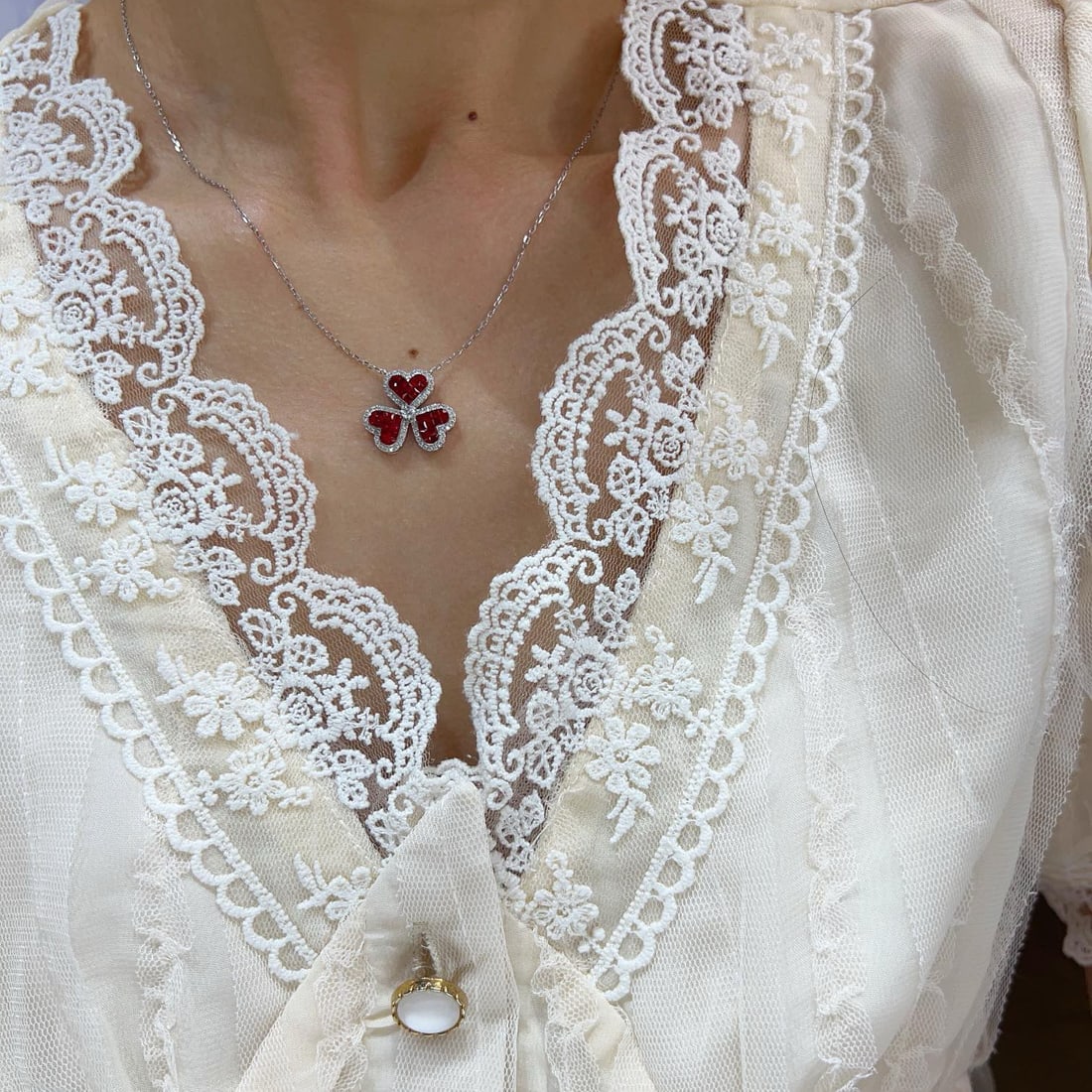 14k Gold 1.85 Ctw Vivid Red Natural Ruby & Diamond Necklace - 7