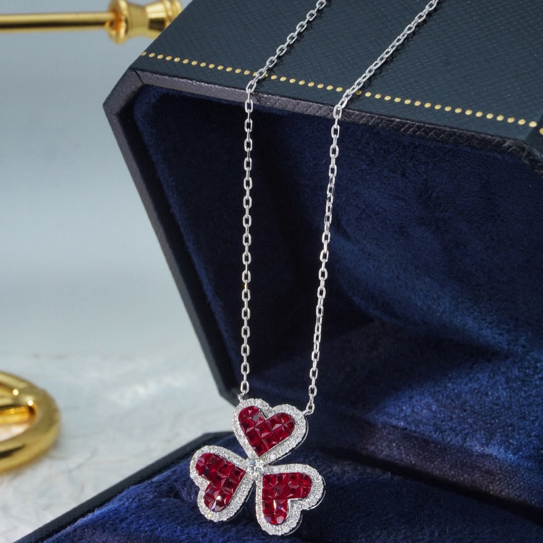 14k Gold 1.85 Ctw Vivid Red Natural Ruby & Diamond Necklace - 9