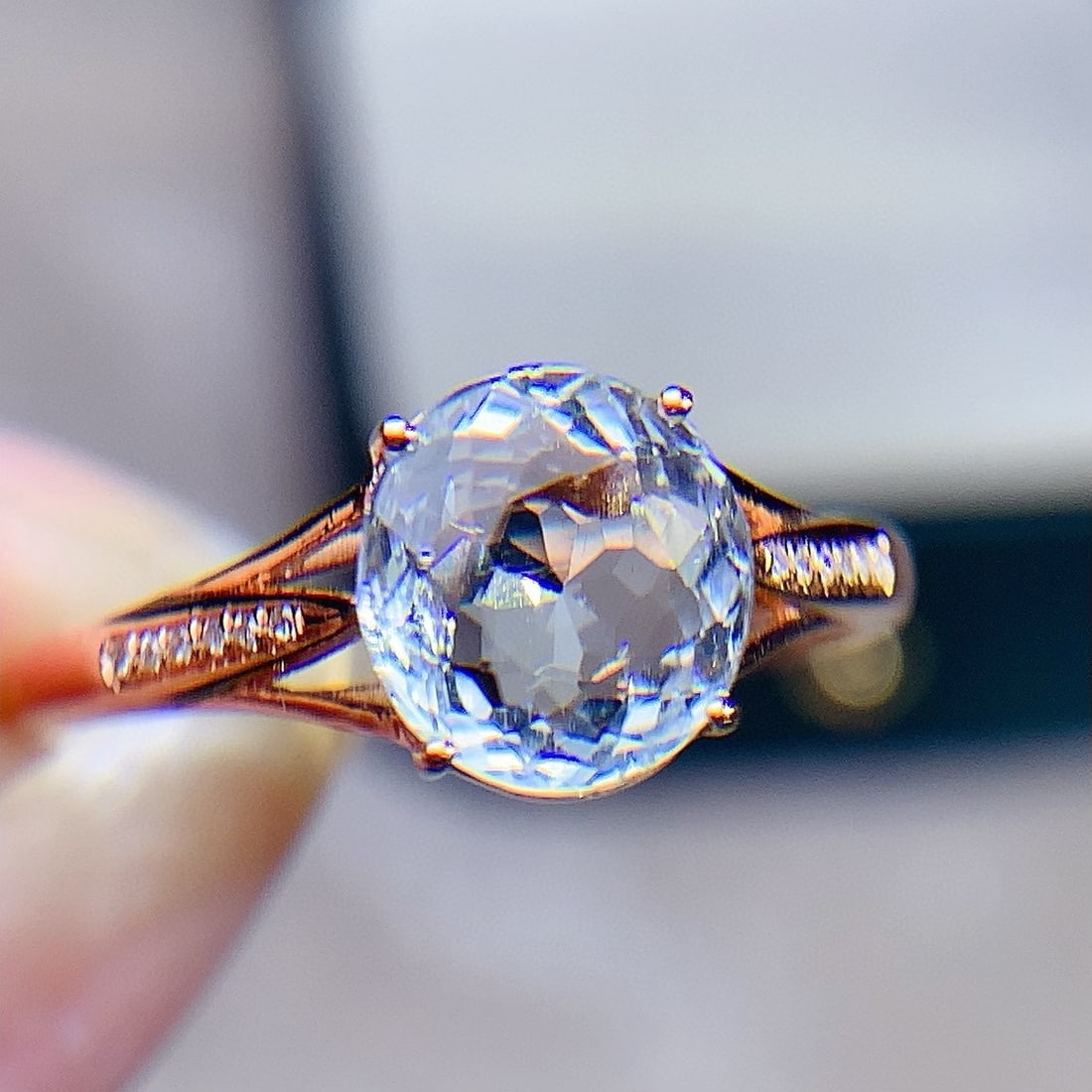 14k Gold 1.75 Ct Natural Aquamarine & Diamond Ring - 2