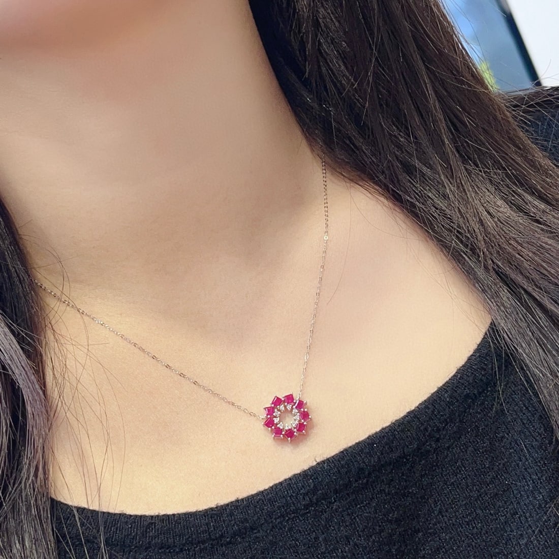 14k Gold 2.00 Ct Natural Ruby & Sapphire Necklace - 5