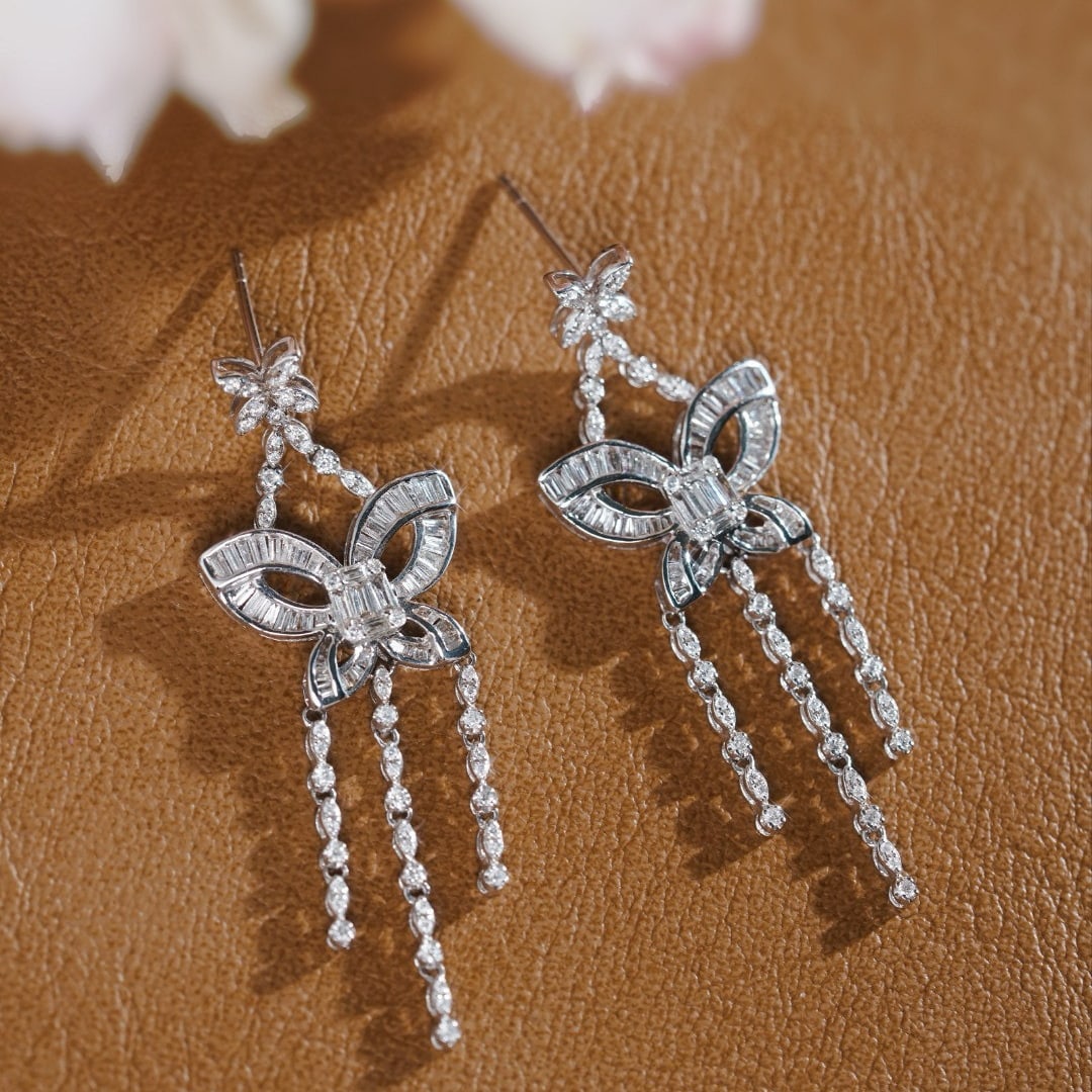 14k Gold 1.40 Ct Natural H Diamond Earrings - 4