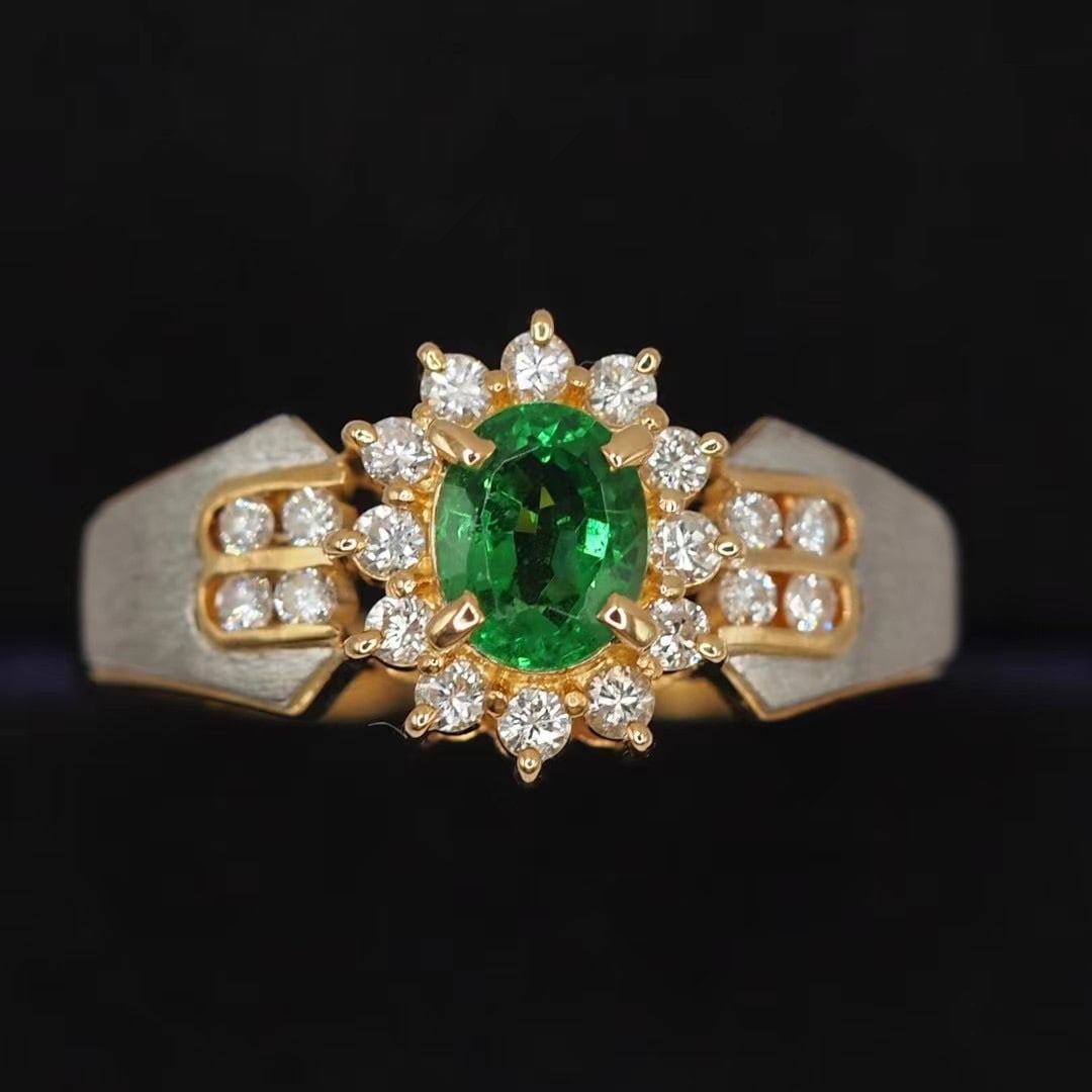 14k Gold 1.02 Ctw Natural Tsavorite & Diamond Ring (1 of 5)
