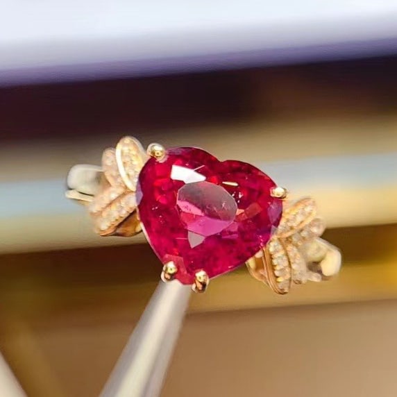 14k Gold 3.5 Ct Natural Tourmaline & Diamond Ring - 3