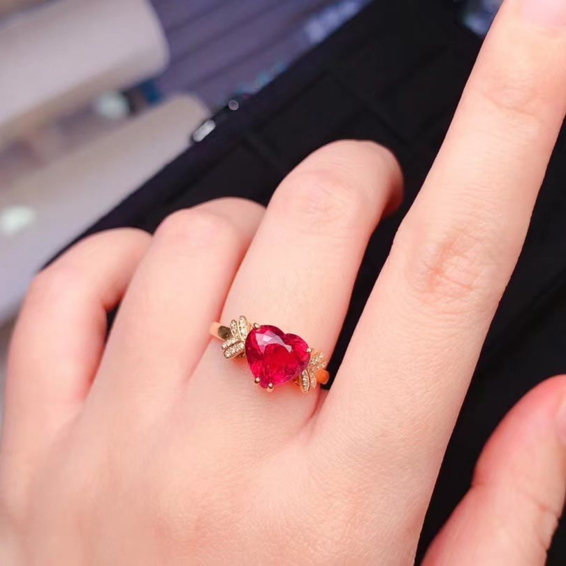 14k Gold 3.5 Ct Natural Tourmaline & Diamond Ring - 4