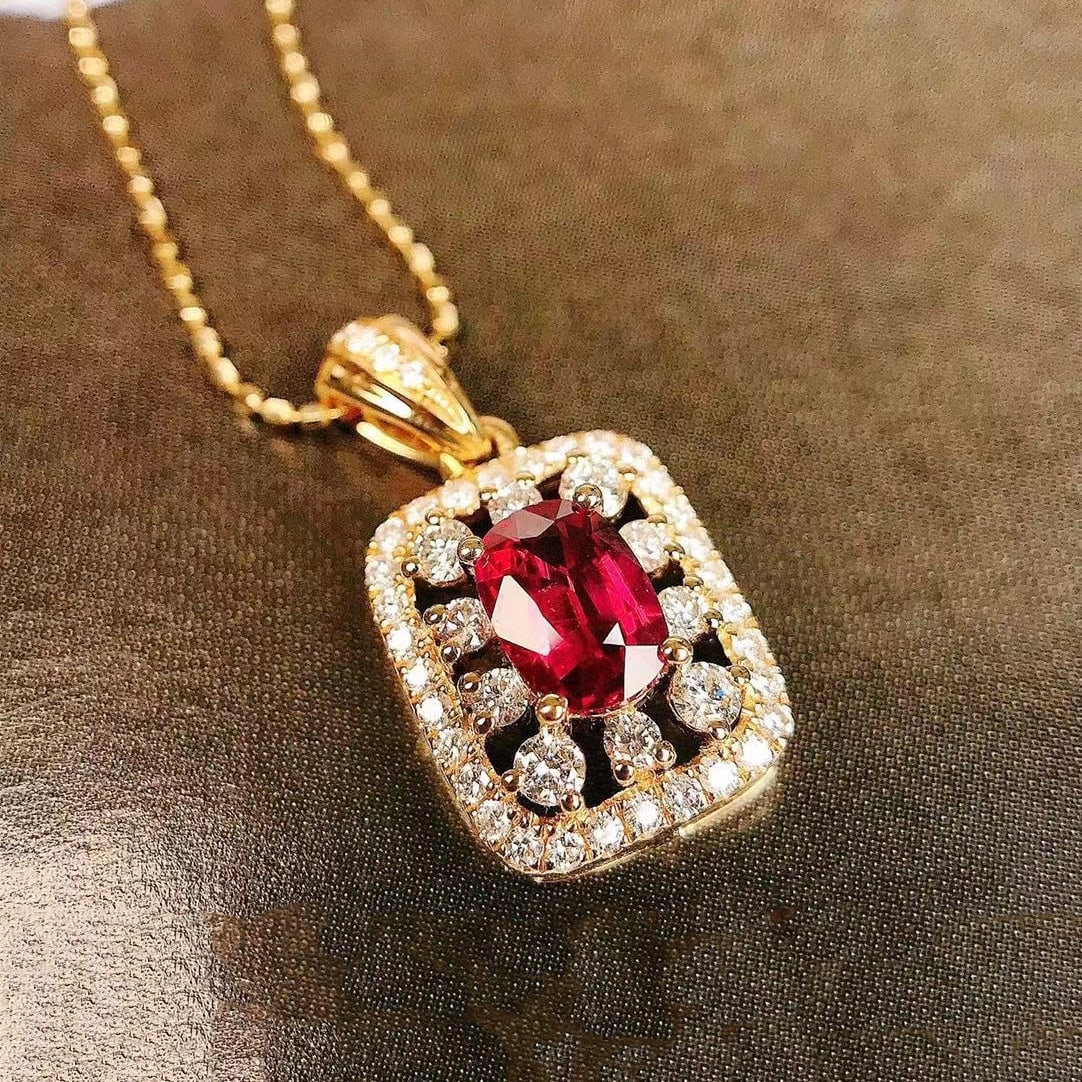14k Gold 0.95 Ctw Natural Ruby & Diamond Pendant( Without Chain ) - 4