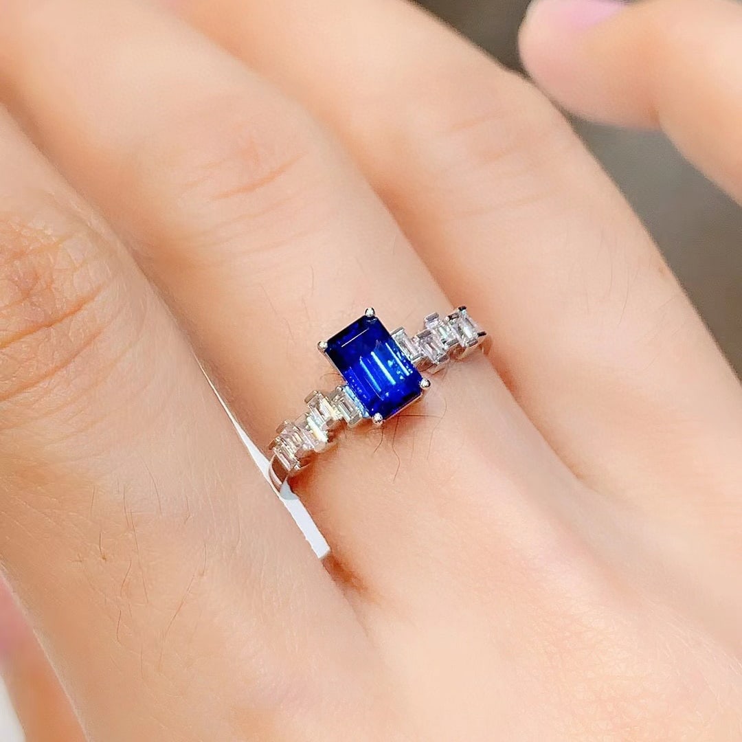 14k Gold 1.37 Ctw Natural Sapphire & Diamond Ring - 4