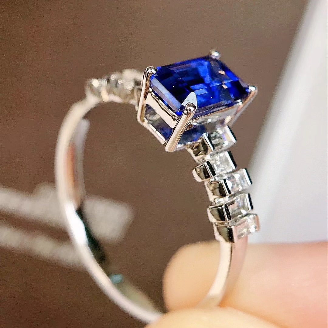 14k Gold 1.37 Ctw Natural Sapphire & Diamond Ring - 6