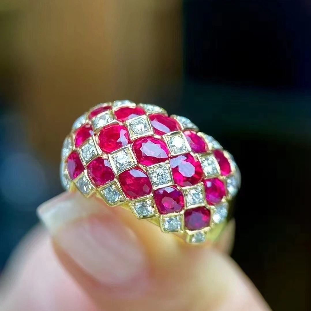 14k Gold 4.21 Ct Natural Ruby & Diamond Ring - 3