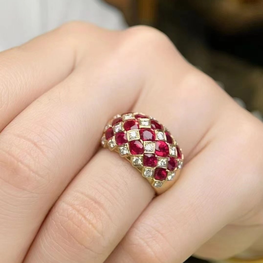 14k Gold 4.21 Ct Natural Ruby & Diamond Ring - 4