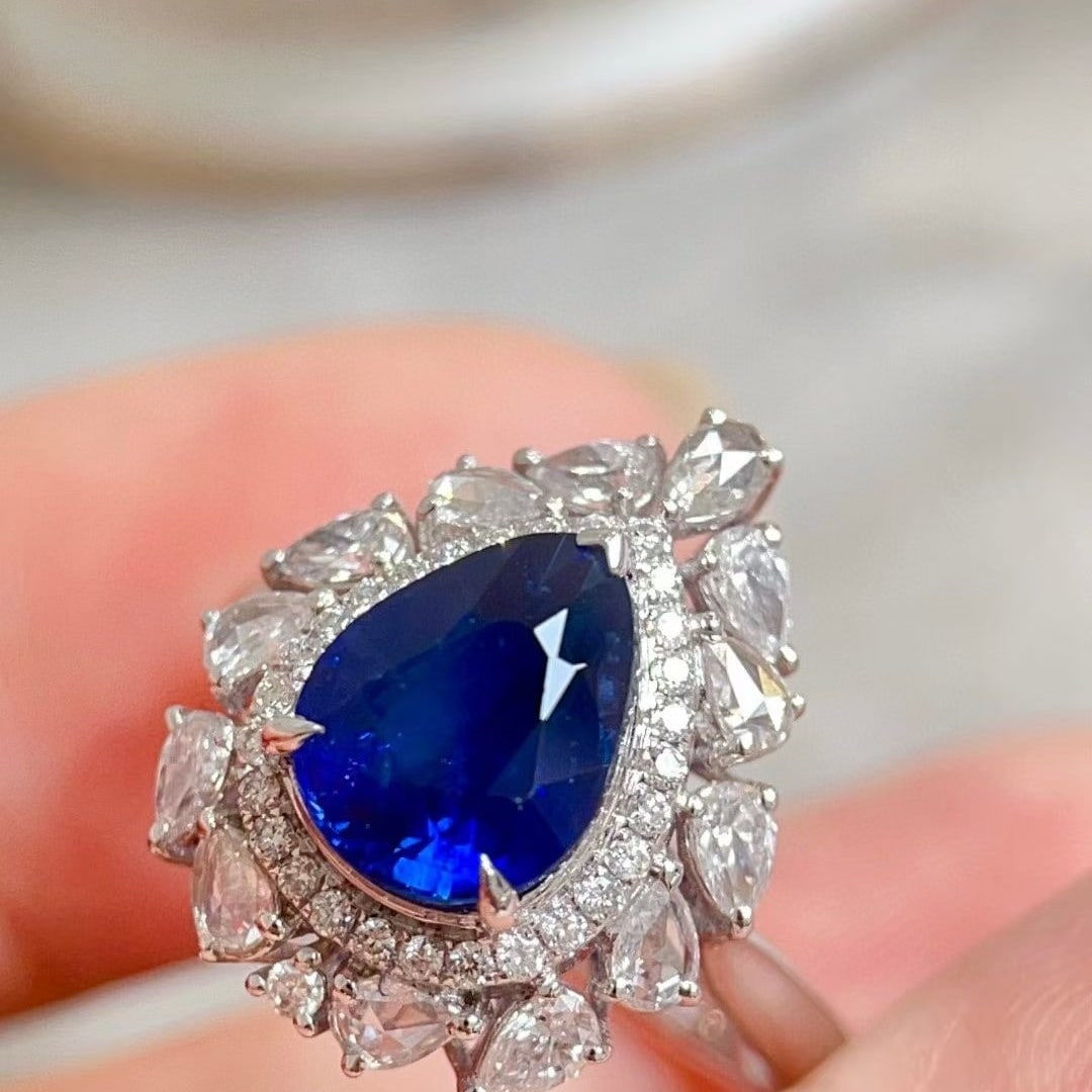 14k Gold 3.83 Ctw Natural Sapphire & Diamond Ring - 2