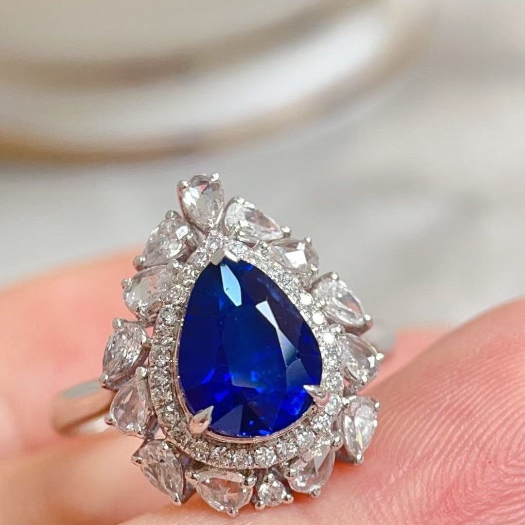 14k Gold 3.83 Ctw Natural Sapphire & Diamond Ring - 4