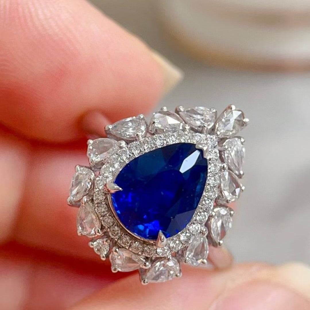 14k Gold 3.83 Ctw Natural Sapphire & Diamond Ring - 5