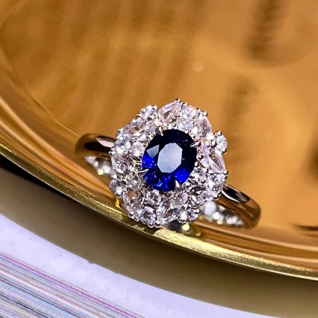 14k Gold 0.60 Ct Natural Sapphire Ring: Ref:230937151 // gold content:14k gold // ring size:7. 25us // // main gemstone:sapphire // shape:oval // carat weight:0. 60ct // color:royal blue // treatment:natural // Condition: NewLow