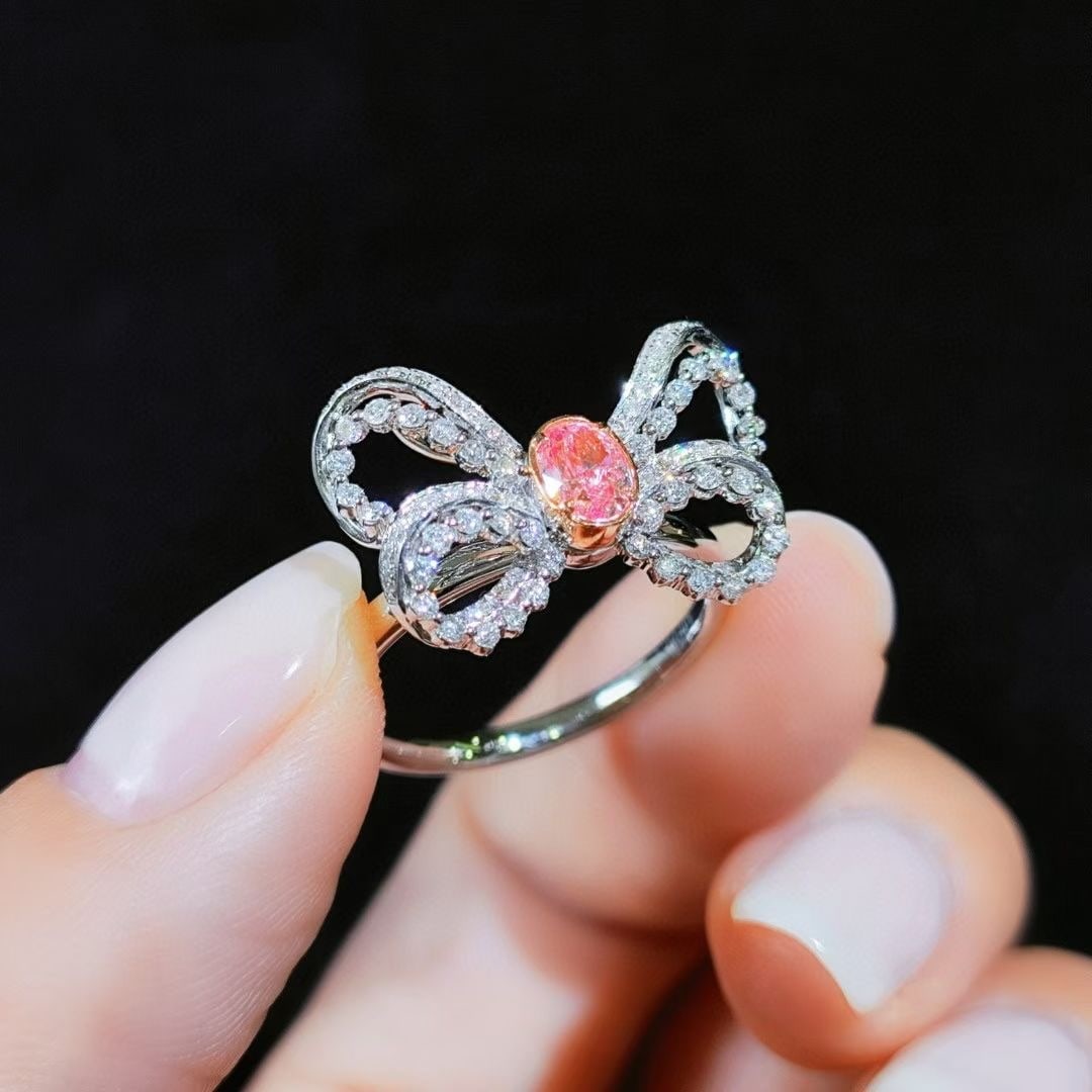 14k Gold 0.86 Ctw Natural Pink Diamond & Diamond Ring/pendant( Without Chain ) - 2