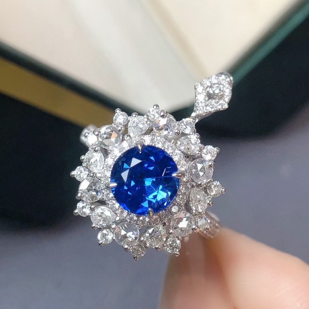 14k Gold 2.59 Ctw Natural Sapphire & Diamond Ring/pendant( Without Chain ) - 2
