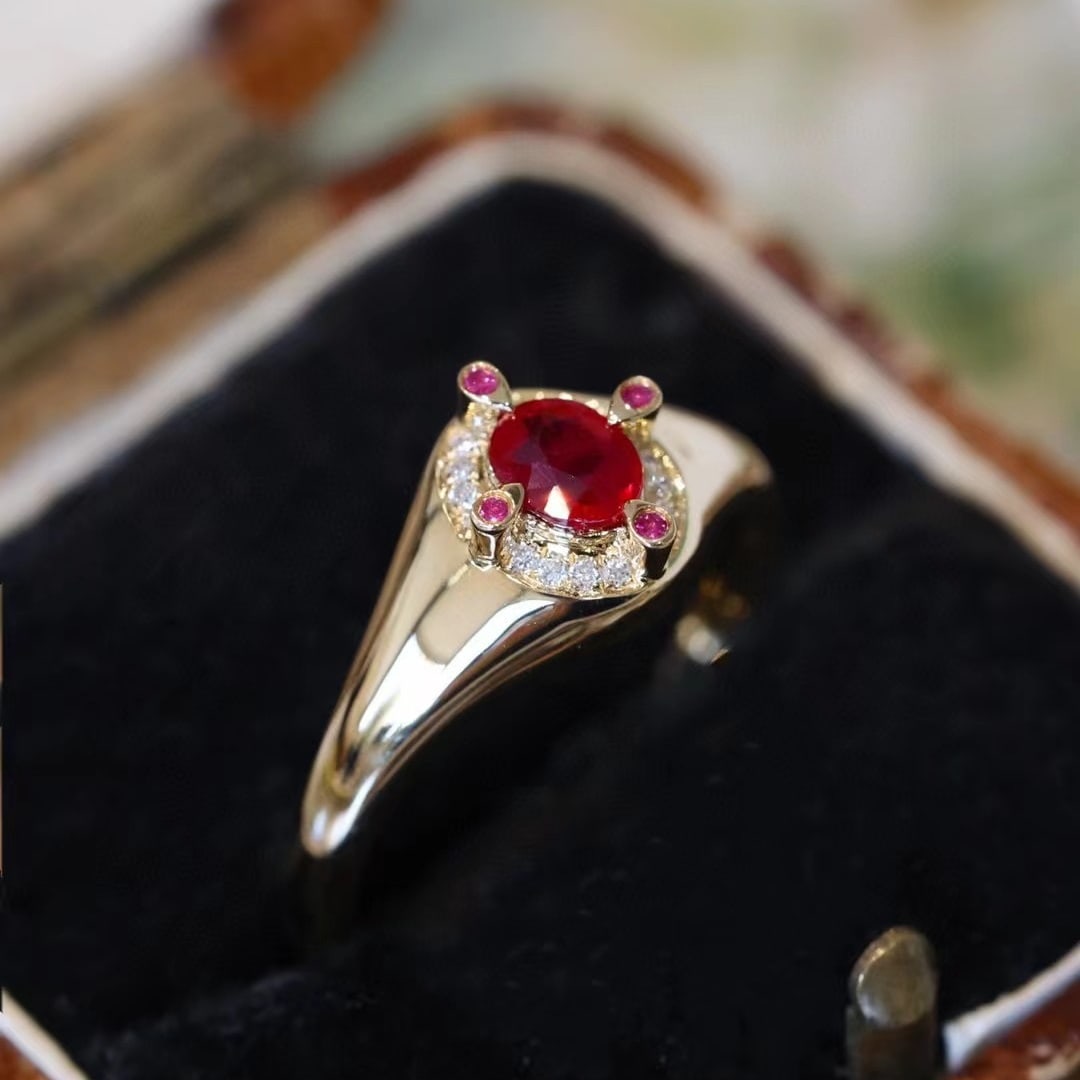 14k Gold 0.54 Ctw Natural Ruby & Diamond Ring - 4