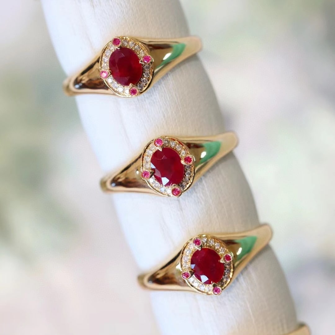 14k Gold 0.54 Ctw Natural Ruby & Diamond Ring - 5