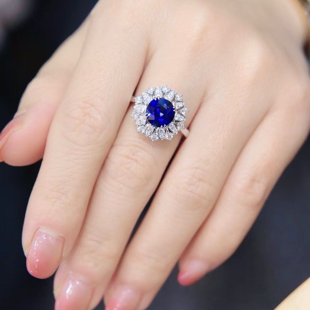 14k Gold 2.94 Ctw Natural Sapphire & Diamond Ring/pendant( Without Chain ) - 7