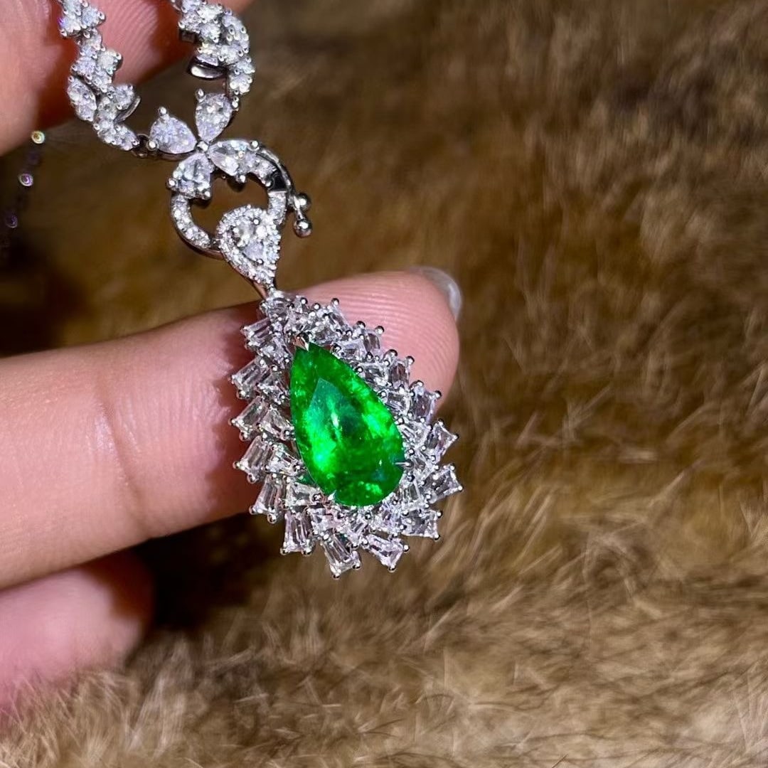 14k Gold 2.58 Ctw Vivid Green Natural Emerald & Sapphire Ring/pendant( Without Chain ) - 2