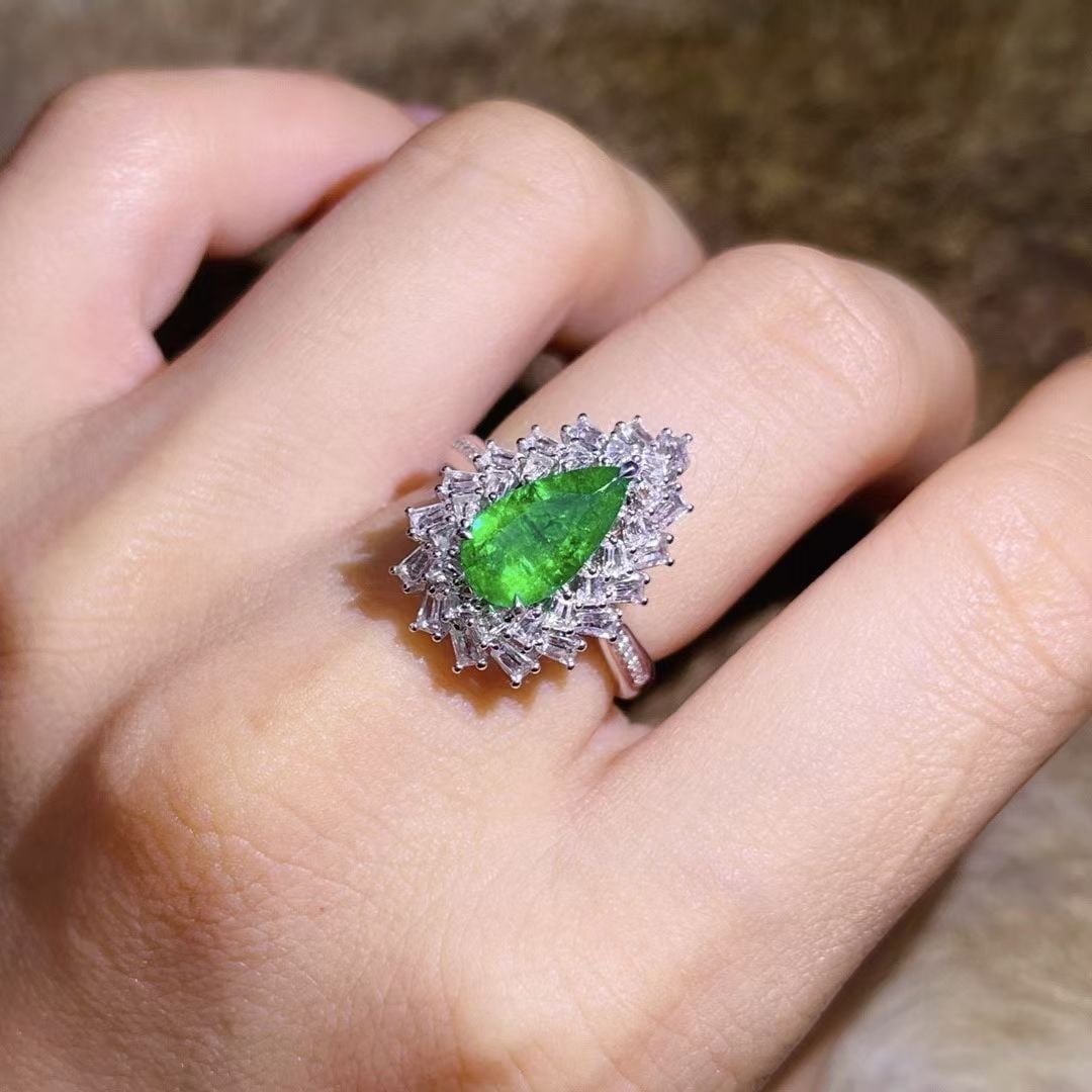 14k Gold 2.58 Ctw Vivid Green Natural Emerald & Sapphire Ring/pendant( Without Chain ) - 4